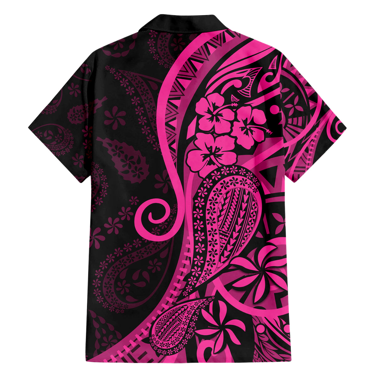 Pink Polynesia Paisley Family Matching Short Sleeve Bodycon Dress and Hawaiian Shirt Polynesian With Tropical Flowers LT14 - Polynesian Pride