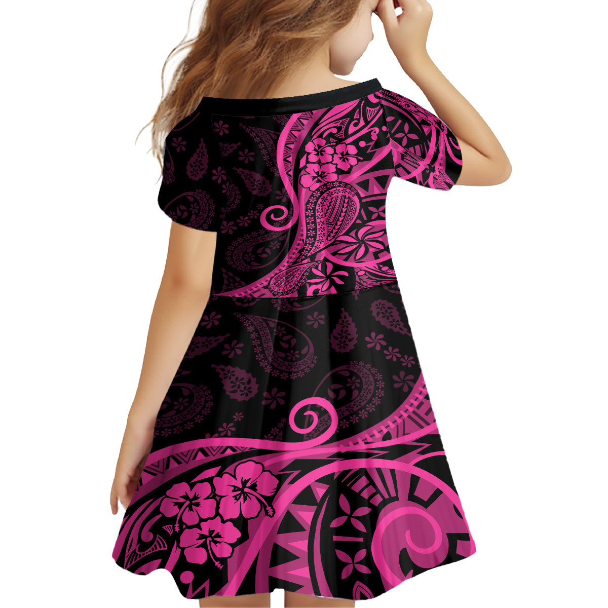 Pink Polynesia Paisley Family Matching Tank Maxi Dress and Hawaiian Shirt Polynesian With Tropical Flowers LT14 - Polynesian Pride