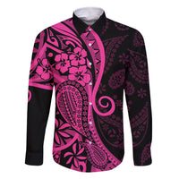 Pink Polynesia Paisley Family Matching Tank Maxi Dress and Hawaiian Shirt Polynesian With Tropical Flowers LT14 Dad's Shirt - Long Sleeve Pink - Polynesian Pride