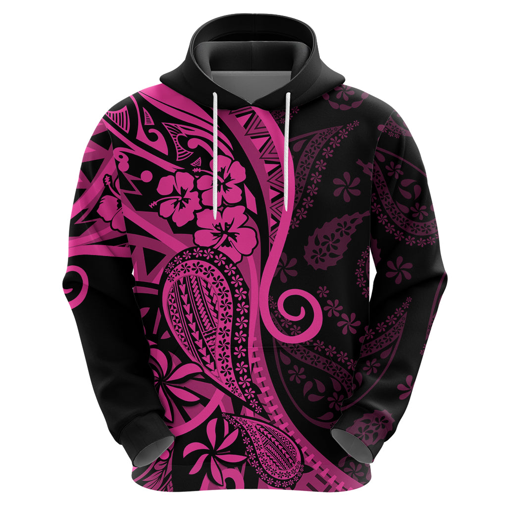 Pink Polynesia Paisley Hoodie Polynesian With Tropical Flowers LT14 - Polynesian Pride
