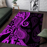 Polynesia Paisley Area Rug Polynesian With Tropical Flowers - Purple LT14 Purple - Polynesian Pride