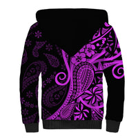 Polynesia Paisley Sherpa Hoodie Polynesian With Tropical Flowers - Purple LT14 - Polynesian Pride
