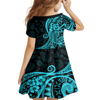 Polynesia Paisley Family Matching Puletasi Dress and Hawaiian Shirt Polynesian With Tropical Flowers - Turquoise LT14 - Polynesian Pride