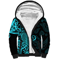 Polynesia Paisley Sherpa Hoodie Polynesian With Tropical Flowers - Turquoise LT14 Unisex Turquoise - Polynesian Pride
