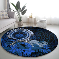 Talofa Samoa Round Carpet Samoan Kava Bowl Siapo Pattern - Blue LT14 - Polynesian Pride