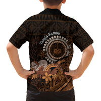 Talofa Samoa Family Matching Tank Maxi Dress and Hawaiian Shirt Samoan Kava Bowl Siapo Pattern - Brown LT14 - Polynesian Pride