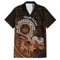 Talofa Samoa Family Matching Tank Maxi Dress and Hawaiian Shirt Samoan Kava Bowl Siapo Pattern - Brown LT14 Dad's Shirt - Short Sleeve Brown - Polynesian Pride