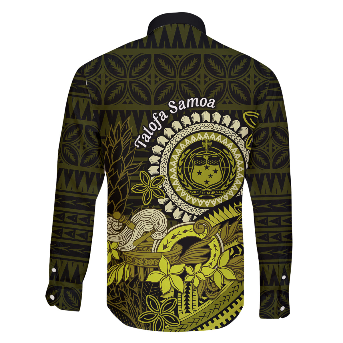 Lime Green Talofa Samoa Family Matching Long Sleeve Bodycon Dress and Hawaiian Shirt Samoan Kava Bowl Siapo Pattern LT14 - Polynesian Pride