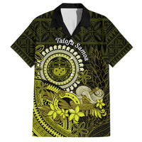 Lime Green Talofa Samoa Family Matching Tank Maxi Dress and Hawaiian Shirt Samoan Kava Bowl Siapo Pattern LT14 Dad's Shirt - Short Sleeve Lime Green - Polynesian Pride