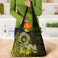 Lime Green Talofa Samoa Grocery Bag Samoan Kava Bowl Siapo Pattern