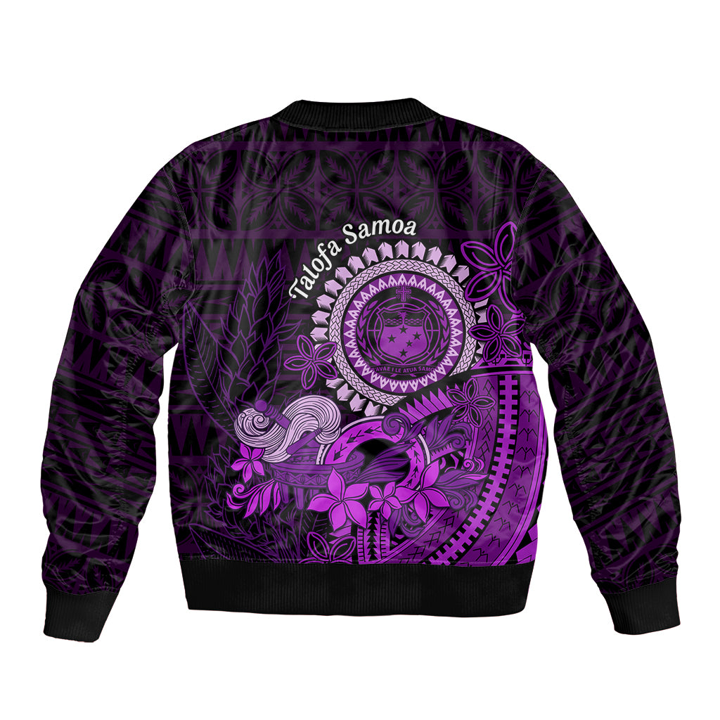 Purple Talofa Samoa Bomber Jacket Samoan Kava Bowl Siapo Pattern LT14 - Polynesian Pride