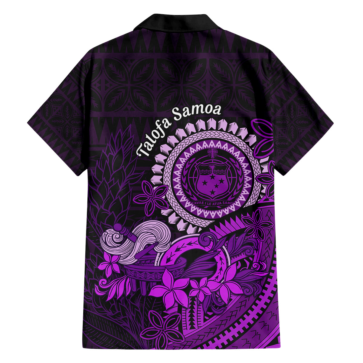 Purple Talofa Samoa Family Matching Off Shoulder Long Sleeve Dress and Hawaiian Shirt Samoan Kava Bowl Siapo Pattern LT14 - Polynesian Pride