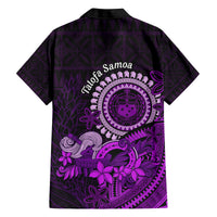 Purple Talofa Samoa Family Matching Off Shoulder Short Dress and Hawaiian Shirt Samoan Kava Bowl Siapo Pattern LT14 - Polynesian Pride