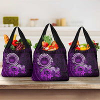 Purple Talofa Samoa Grocery Bag Samoan Kava Bowl Siapo Pattern