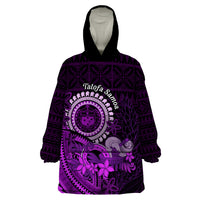 Purple Talofa Samoa Wearable Blanket Hoodie Samoan Kava Bowl Siapo Pattern LT14 One Size Purple - Polynesian Pride