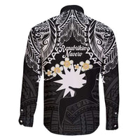 Ekamowir Omo Nauru Family Matching Off Shoulder Short Dress and Hawaiian Shirt Naoero Twelve-pointed Star Polynesian Tattoo