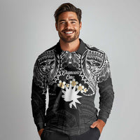 Ekamowir Omo Nauru Long Sleeve Polo Shirt Naoero Twelve-pointed Star Polynesian Tattoo