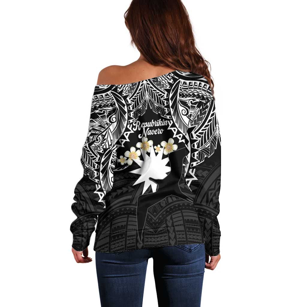 Ekamowir Omo Nauru Off Shoulder Sweater Naoero Twelve-pointed Star Polynesian Tattoo