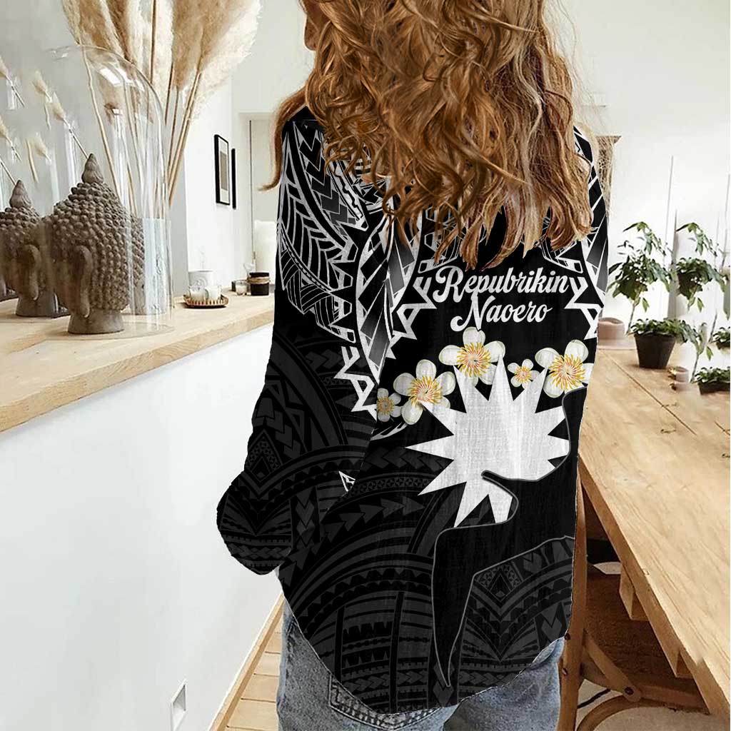 Ekamowir Omo Nauru Women Casual Shirt Naoero Twelve-pointed Star Polynesian Tattoo