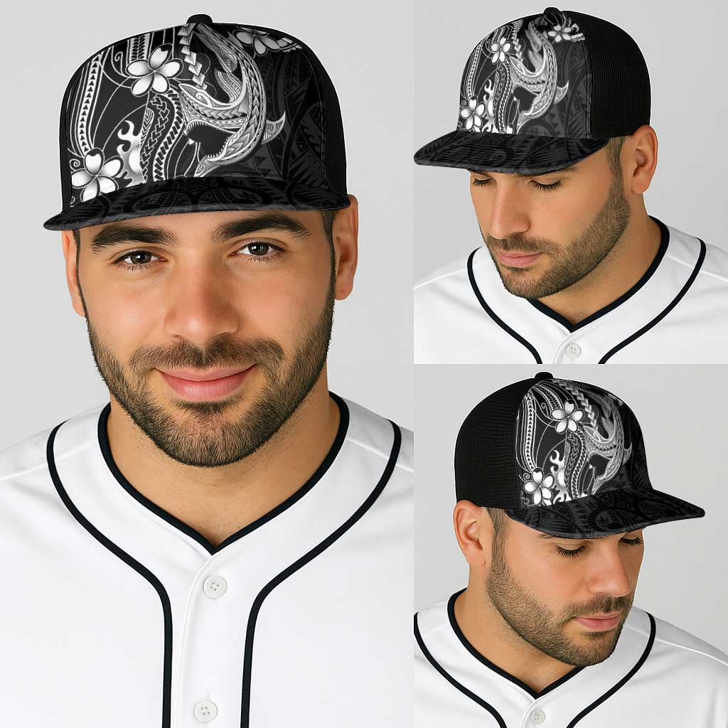 Black Aloha Hawaii Baseball Net Cap Polynesian Shark Tattoo With Plumeria LT14 - Polynesian Pride