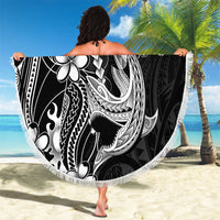 Black Aloha Hawaii Beach Blanket Polynesian Shark Tattoo With Plumeria LT14 - Polynesian Pride