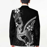 Black Aloha Hawaii Blazer Polynesian Shark Tattoo With Plumeria LT14 - Polynesian Pride