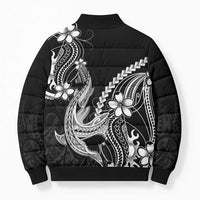 Black Aloha Hawaii Bomber Puffer Jacket Polynesian Shark Tattoo With Plumeria LT14 - Polynesian Pride