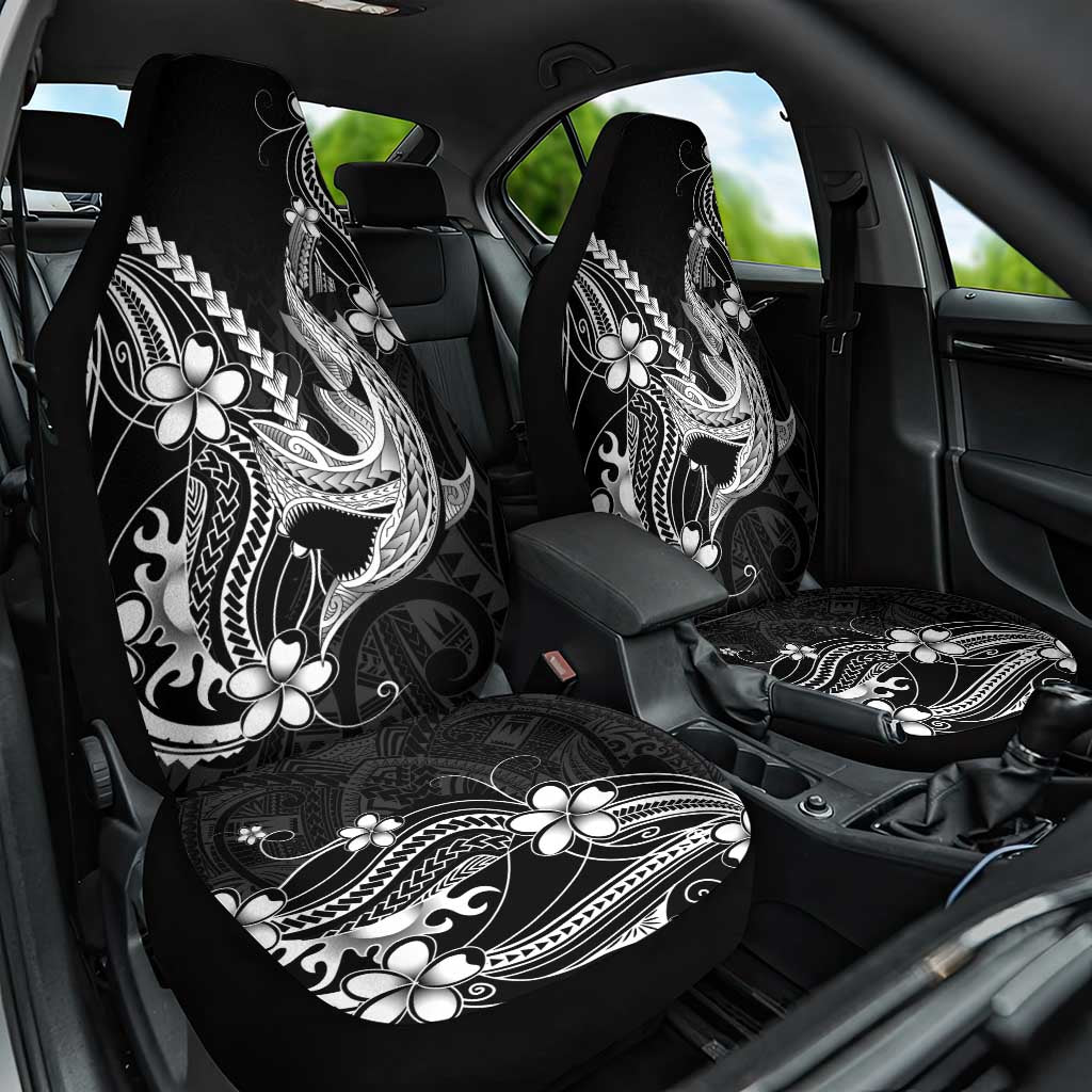 Black Aloha Hawaii Car Seat Cover Polynesian Shark Tattoo With Plumeria LT14 One Size Black - Polynesian Pride