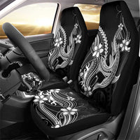 Black Aloha Hawaii Car Seat Cover Polynesian Shark Tattoo With Plumeria LT14 - Polynesian Pride