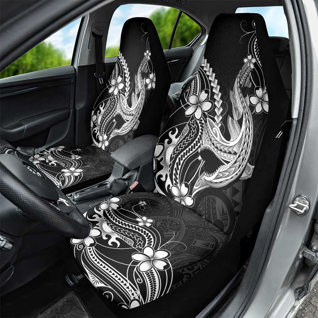 Black Aloha Hawaii Car Seat Cover Polynesian Shark Tattoo With Plumeria LT14 - Polynesian Pride