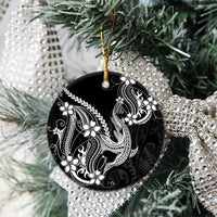 Black Aloha Hawaii Ceramic Ornament Polynesian Shark Tattoo With Plumeria LT14 - Polynesian Pride
