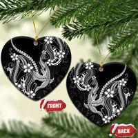 Black Aloha Hawaii Ceramic Ornament Polynesian Shark Tattoo With Plumeria LT14 Heart Black - Polynesian Pride