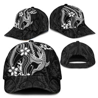 Black Aloha Hawaii Classic Cap Polynesian Shark Tattoo With Plumeria LT14 - Polynesian Pride