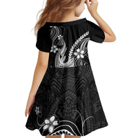 Black Aloha Hawaii Family Matching Off Shoulder Maxi Dress and Hawaiian Shirt Polynesian Shark Tattoo With Plumeria - Polynesian Pride