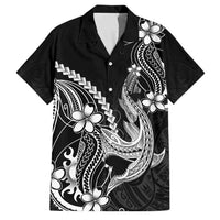 Black Aloha Hawaii Family Matching Short Sleeve Bodycon Dress and Hawaiian Shirt Polynesian Shark Tattoo With Plumeria - Polynesian Pride