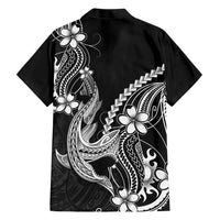 Black Aloha Hawaii Family Matching Summer Maxi Dress and Hawaiian Shirt Polynesian Shark Tattoo With Plumeria - Polynesian Pride