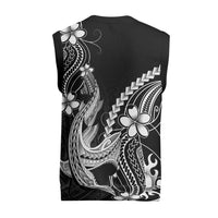 Black Aloha Hawaii Christmas Knitted V-Neck Vest Polynesian Shark Tattoo With Plumeria LT14 - Polynesian Pride