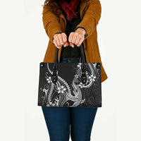 Black Aloha Hawaii Leather Bag Polynesian Shark Tattoo With Plumeria LT14 - Polynesian Pride