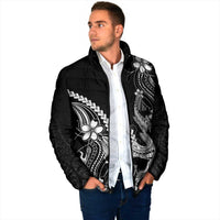 Black Aloha Hawaii Padded Jacket Polynesian Shark Tattoo With Plumeria LT14 - Polynesian Pride