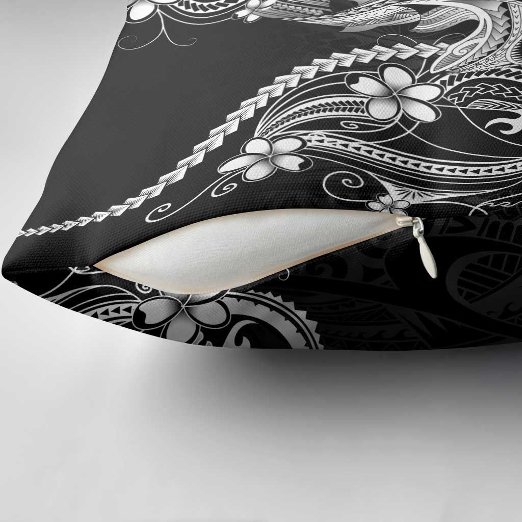 Black Aloha Hawaii Pillow Cover Polynesian Shark Tattoo With Plumeria LT14 - Polynesian Pride