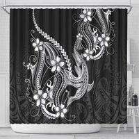 Black Aloha Hawaii Shower Curtain Polynesian Shark Tattoo With Plumeria LT14 - Polynesian Pride