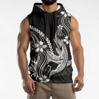 Black Aloha Hawaii Sleeveless Hoodie Polynesian Shark Tattoo With Plumeria LT14 - Polynesian Pride