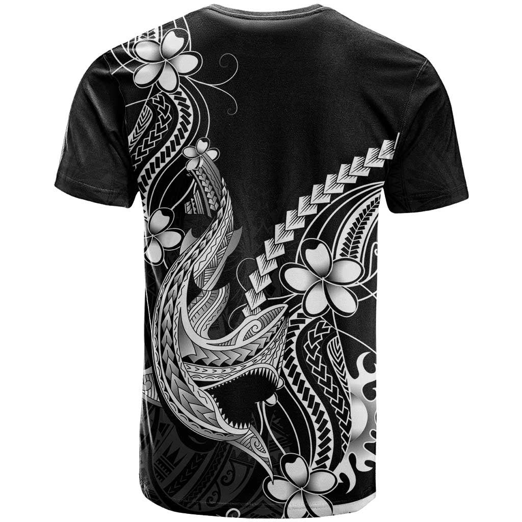 Black Aloha Hawaii T Shirt Polynesian Shark Tattoo With Plumeria LT14 - Polynesian Pride