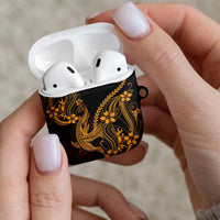Gold Black Aloha Hawaii AirPods Case Polynesian Shark Tattoo With Plumeria LT14 - Polynesian Pride