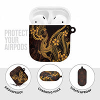 Gold Black Aloha Hawaii AirPods Case Polynesian Shark Tattoo With Plumeria LT14 - Polynesian Pride