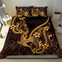 Gold Black Aloha Hawaii Bedding Set Polynesian Shark Tattoo With Plumeria LT14 - Polynesian Pride