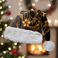 Gold Black Aloha Hawaii Christmas Santa Hat Polynesian Shark Tattoo With Plumeria LT14 With Fur Gold - Polynesian Pride