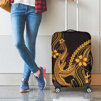 Gold Black Aloha Hawaii Luggage Cover Polynesian Shark Tattoo With Plumeria LT14 - Polynesian Pride