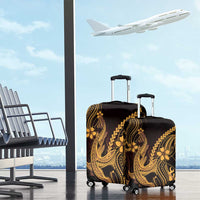 Gold Black Aloha Hawaii Luggage Cover Polynesian Shark Tattoo With Plumeria LT14 - Polynesian Pride