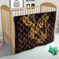 Gold Black Aloha Hawaii Quilt Polynesian Shark Tattoo With Plumeria LT14 - Polynesian Pride